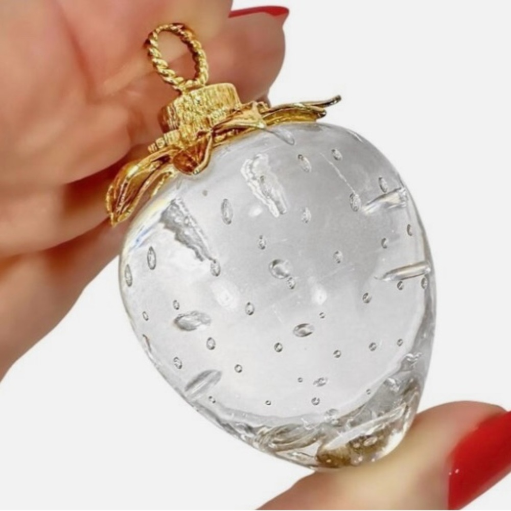 STEUBEN 18 kt GOLD STAMPED pendant! Genuine,RARE STEUBEN GLASS STRAWBERRY